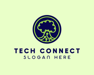 Green Tech Tree  logo design