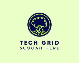 Green Tech Tree  logo design