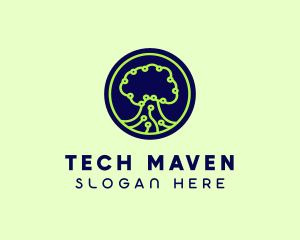 Green Tech Tree  logo design