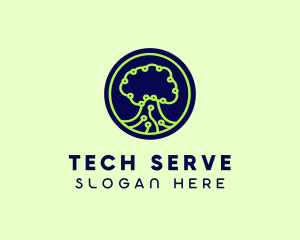 Green Tech Tree  logo design