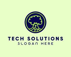 Green Tech Tree  logo design