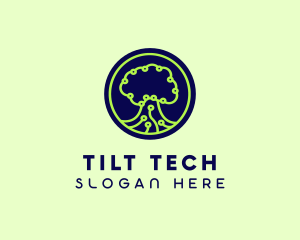 Green Tech Tree  logo design