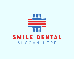 Dental Toothbrush Cross logo design