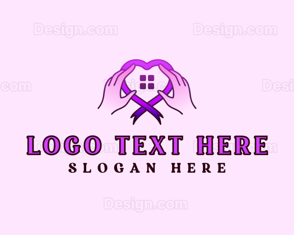 Ribbon Heart Hands Logo