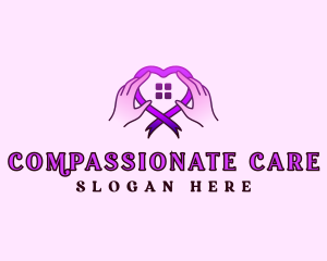 Ribbon Heart Hands logo design