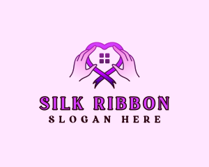 Ribbon Heart Hands logo design