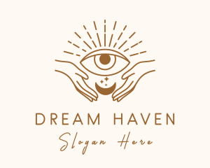 Moon Eye Mystic Hand  logo design