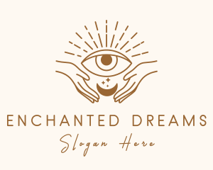 Moon Eye Mystic Hand  logo design
