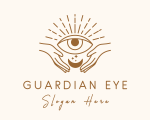 Moon Eye Mystic Hand  logo design