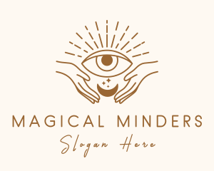 Moon Eye Mystic Hand  logo design