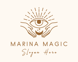 Moon Eye Mystic Hand  logo design