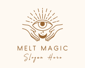 Moon Eye Mystic Hand  logo design