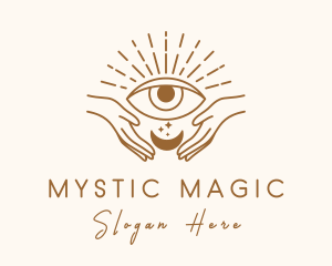 Moon Eye Mystic Hand  logo design