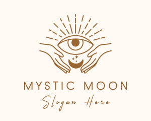 Moon Eye Mystic Hand  logo design