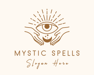 Moon Eye Mystic Hand  logo design