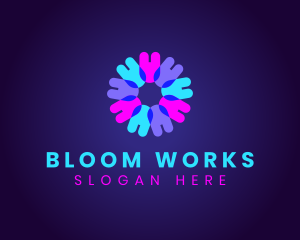 Fluorescent Neon Flower logo design