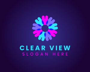 Fluorescent Neon Flower logo design