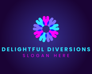 Fluorescent Neon Flower logo design