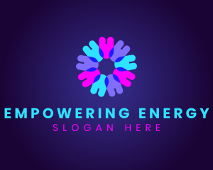 Fluorescent Neon Flower logo design