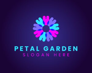 Fluorescent Neon Flower logo design