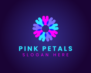 Fluorescent Neon Flower logo design