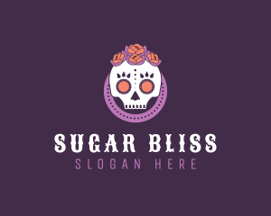 Decorative Mexican Skull logo design