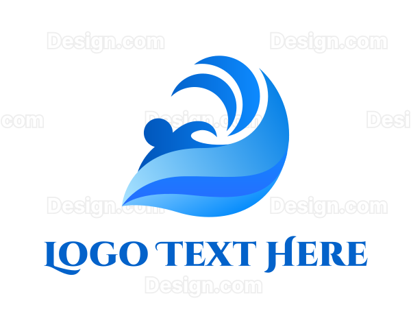 Ocean Wave Surfing Logo