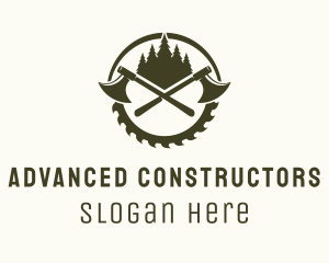 Axe Wood Lumberjack logo design