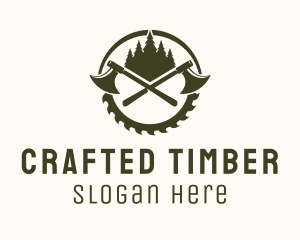 Axe Wood Lumberjack logo design