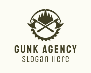 Axe Wood Lumberjack logo design