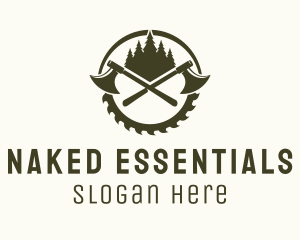 Axe Wood Lumberjack logo design