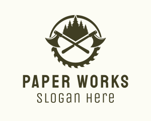 Axe Wood Lumberjack logo design