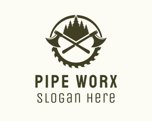 Axe Wood Lumberjack logo design