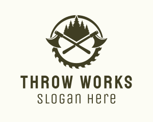 Axe Wood Lumberjack logo design