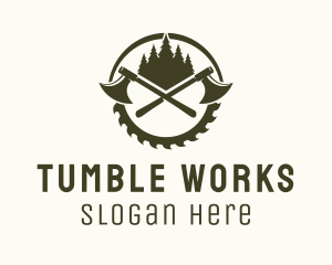 Axe Wood Lumberjack logo design