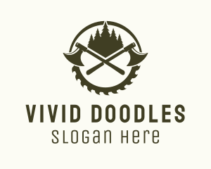 Axe Wood Lumberjack logo design