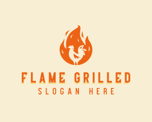 Roasting Chicken BBQ logo design