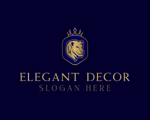 Elegant Crown Lion King logo design