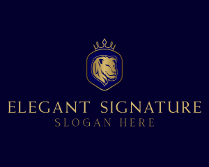 Elegant Crown Lion King logo design