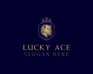 Elegant Crown Lion King logo design