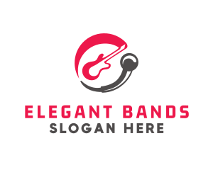 Guitar  Microphone Band logo design