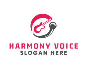 Guitar  Microphone Band logo design