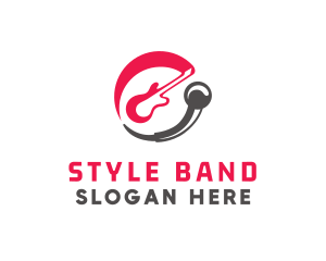 Guitar  Microphone Band logo design