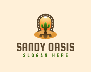 Horse Shoe Desert Cactus logo design