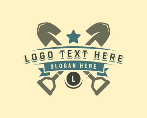 Landscape - Shovel Landscaping Tool logo design