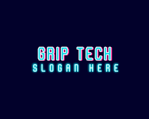 Neon Tech Glitch logo design