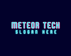 Neon Tech Glitch logo design