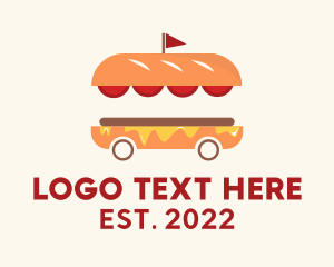Flatbread - Hamburger Sandwich Food Cart logo design