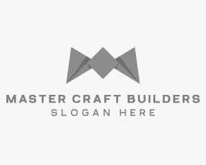 Origami Construction Builder Letter M logo design