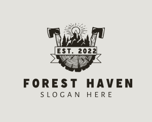 Wood Forest Axe Lumber logo design